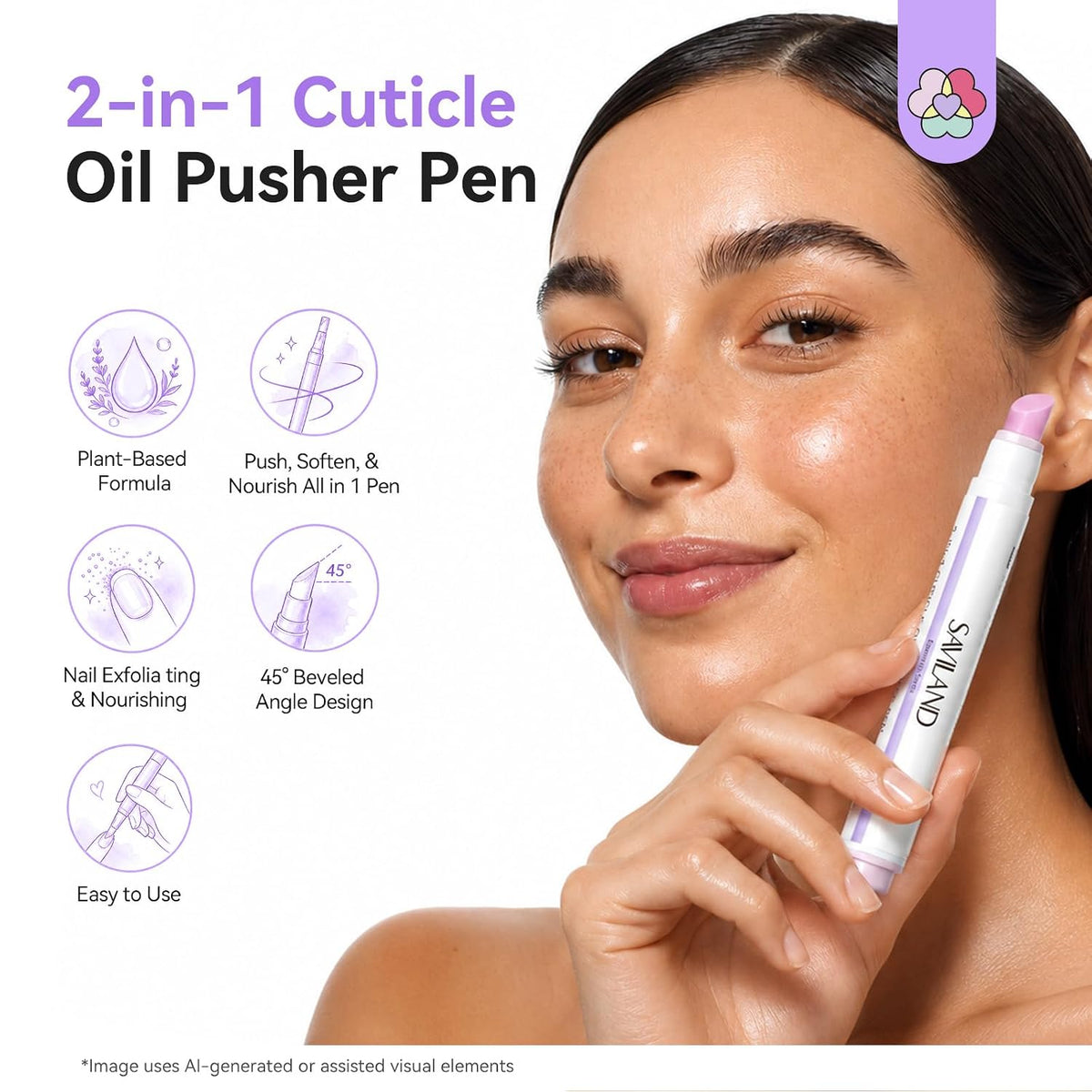 Cuticle Oil Pusher Pen Ceramic Tip for Dry Cuticle Repair 2-In-1
