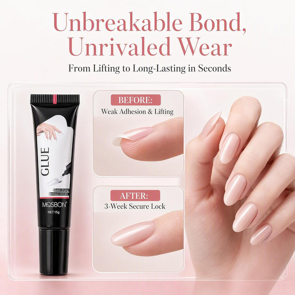 Newly Upgraded 10g Quick-Drying Semi-Solid Nail Glue with 10ml Remover
