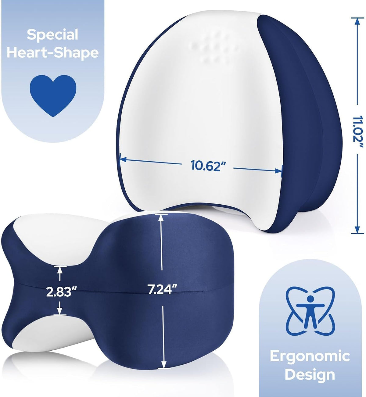 Knee Pillow for Side Sleepers | Memory Foam Leg Pillow for Pain Relief & Back Health Solutions