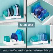 Adjustable Food Container Lid Organizer | A Clearer Kitchen, Every Day
