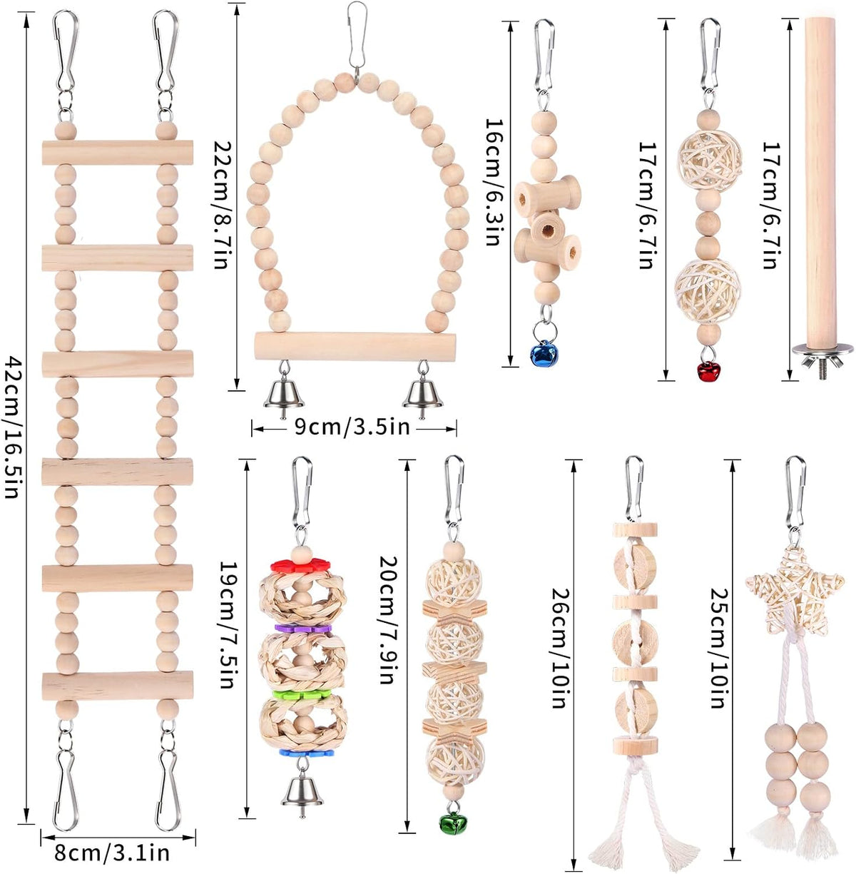 Bird Toy Set for Parakeets | More Ways to Climb, Chew, and Explore