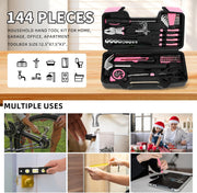 144-Piece Pink Household Tool Set | Everyday Fixes in One Case