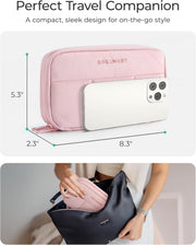 Electronics Organizer Travel Case for Cords Chargers Phones, Pink