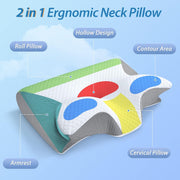 New Memory Foam Cervical Pillow | 2 in 1 Ergonomic Contour Orthopedic Pillow for Neck Pain