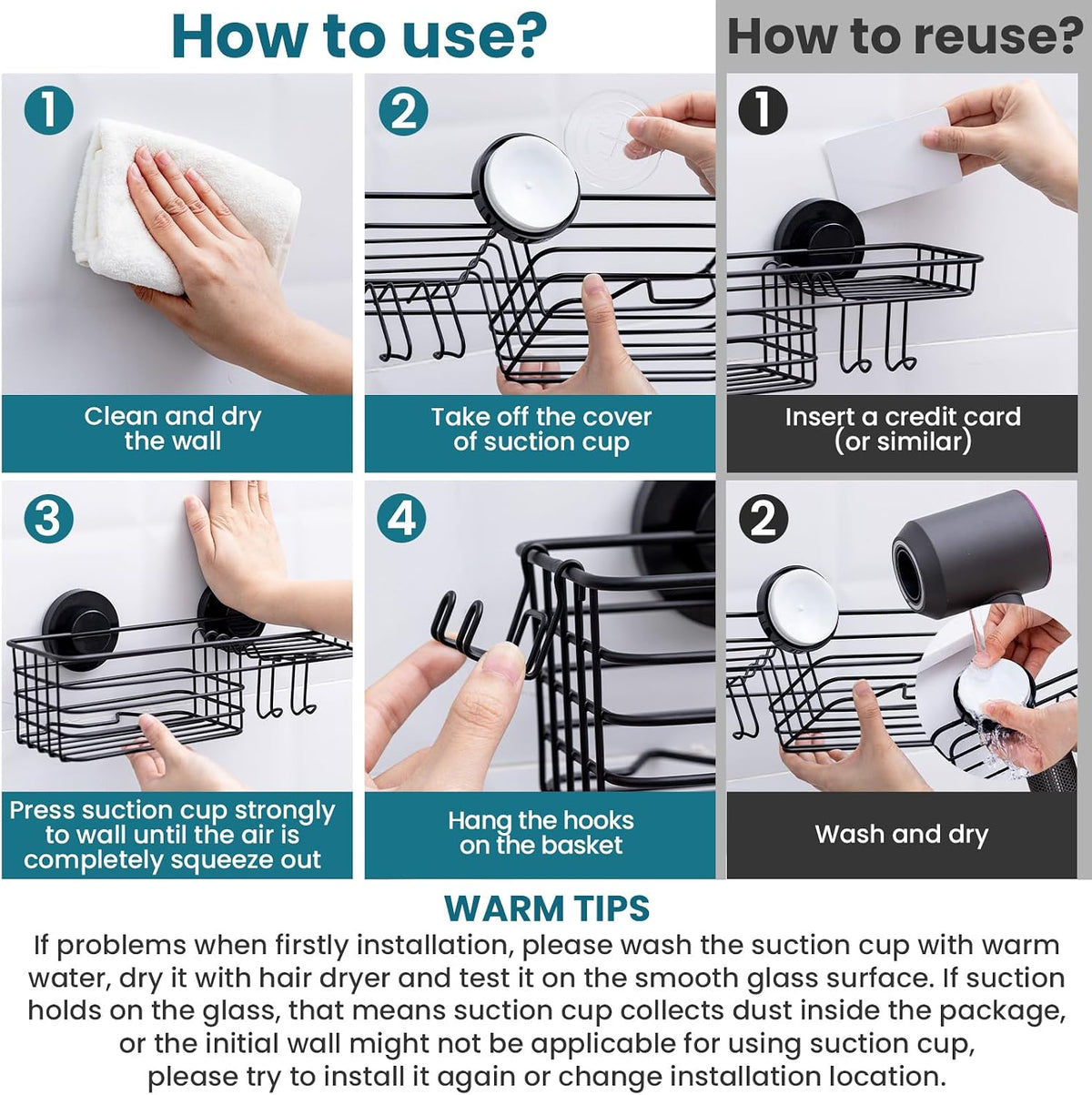 Suction Cup Shower Caddy | Keep Daily Essentials in One Place