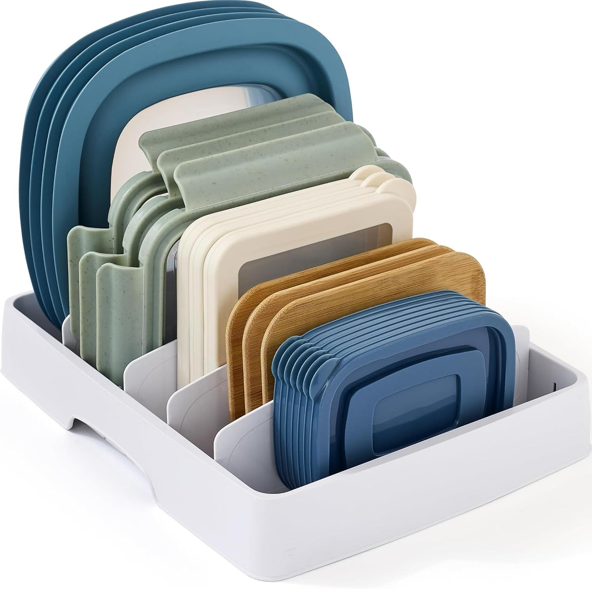 Adjustable Food Container Lid Organizer | A Clearer Kitchen, Every Day