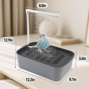 Automatic Bird Bath Shower for Cage,Parrot Bath Box with Pump,Parakeet Bathtub Electric Fountain Circulating Water Contains USB Power Plug for Cockatiel Lovebird Conure Budgie(Gray)