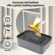 Automatic Bird Bath Shower for Cage,Parrot Bath Box with Pump,Parakeet Bathtub Electric Fountain Circulating Water Contains USB Power Plug for Cockatiel Lovebird Conure Budgie(Gray)