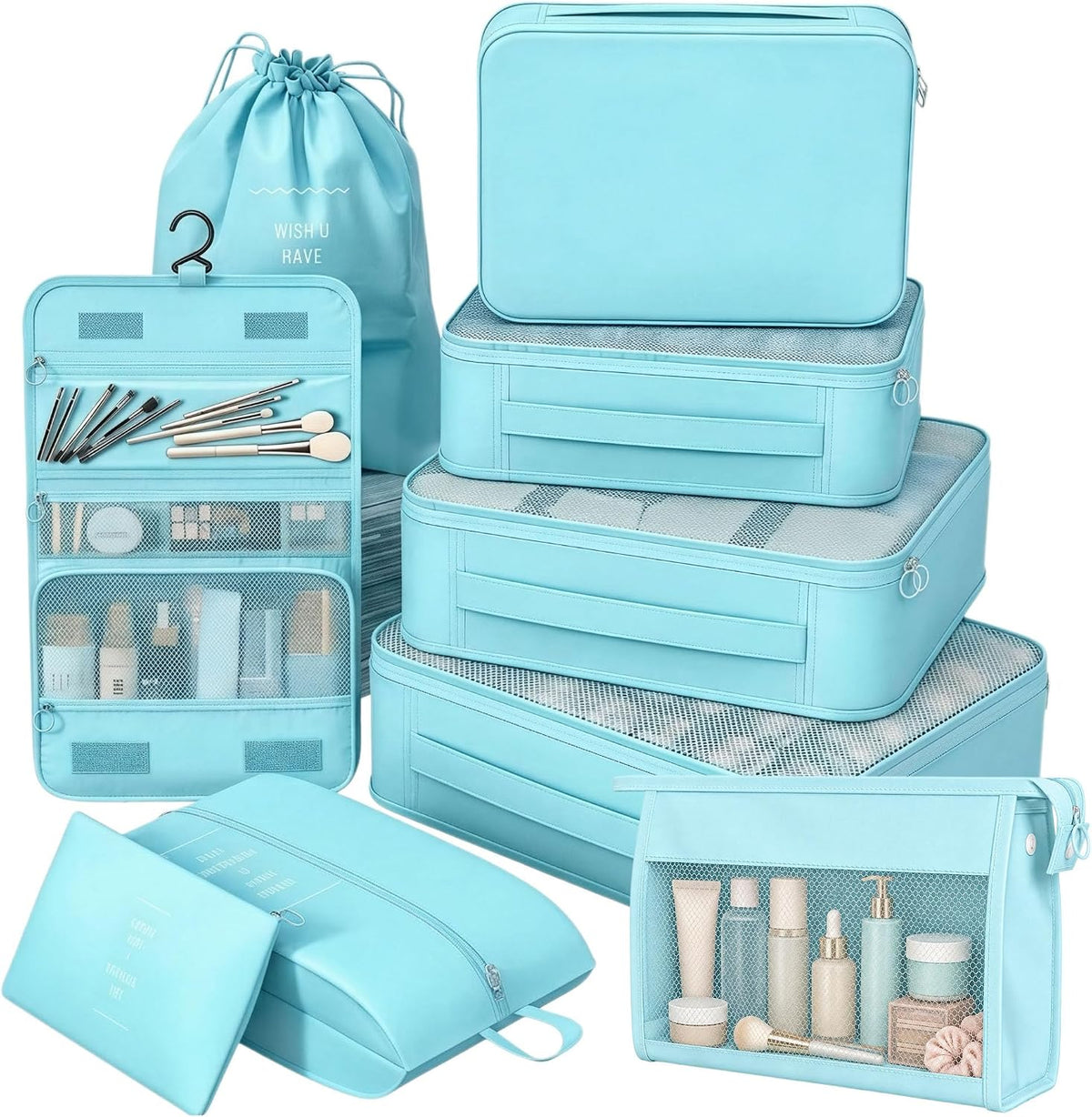 8 Set Packing Cubes for Travel, Suitcase Organizer Bags for Luggage (Cream)