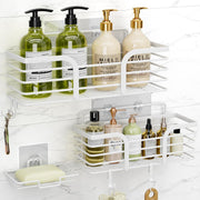 Shower Organizer with Soap Holder and Hooks for Bathroom (Black)