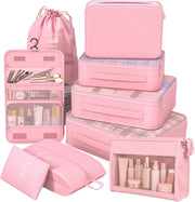 8 Set Packing Cubes for Travel, Suitcase Organizer Bags for Luggage (Cream)