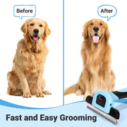 Pet Grooming Brush, Deshedding Tool for Dogs & Cats, Blue