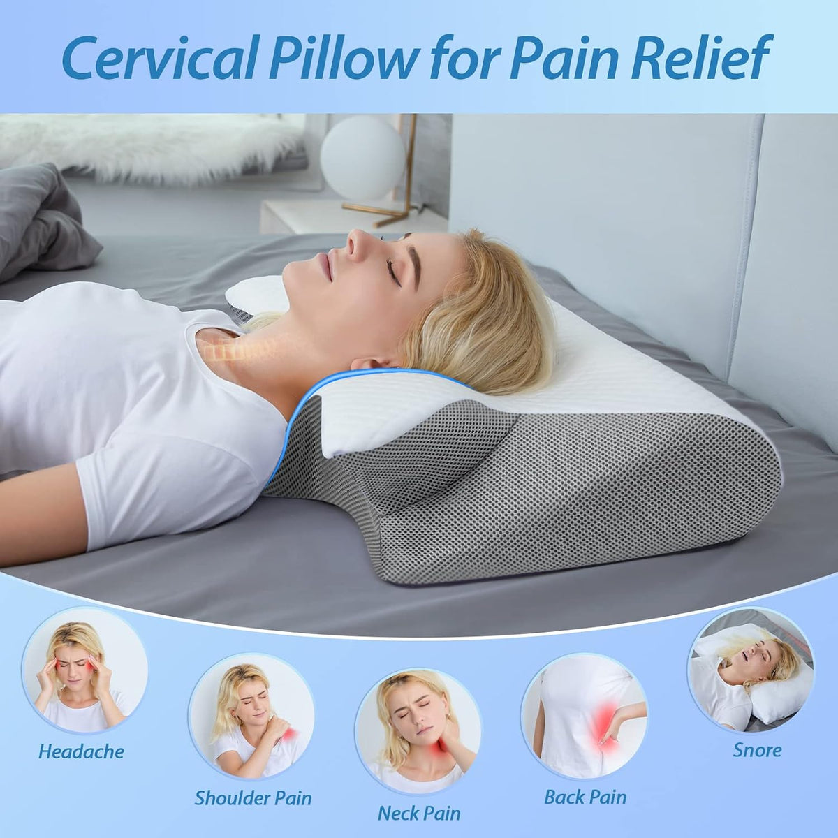 New Memory Foam Cervical Pillow | 2 in 1 Ergonomic Contour Orthopedic Pillow for Neck Pain