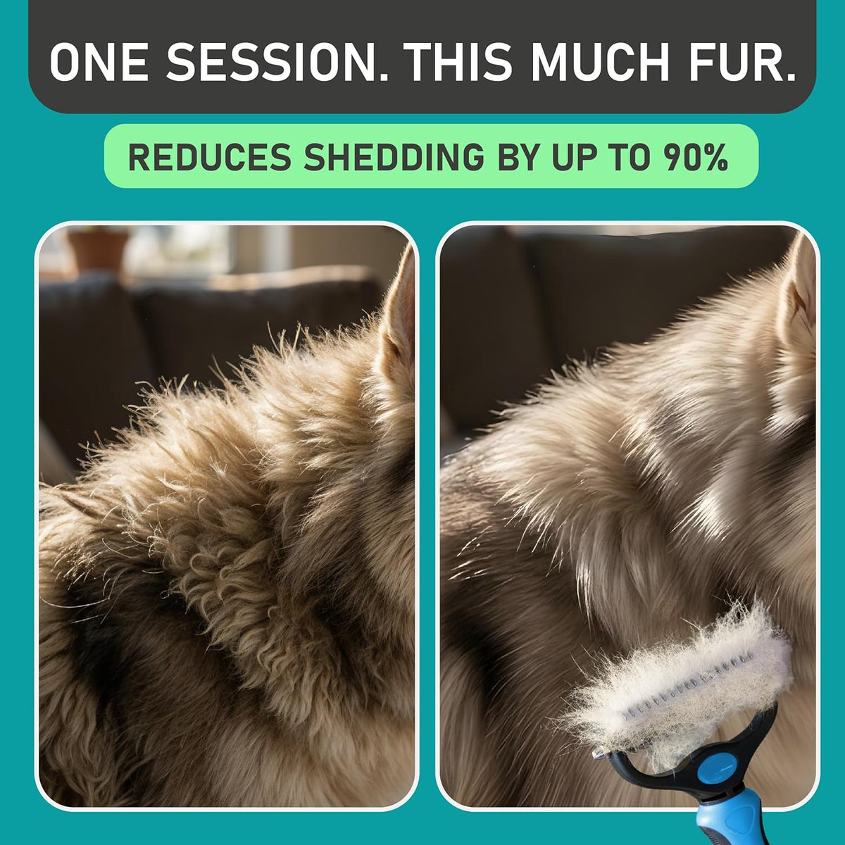 Undercoat Grooming Rake for Dogs & Cats | Helps Lift Loose Fur