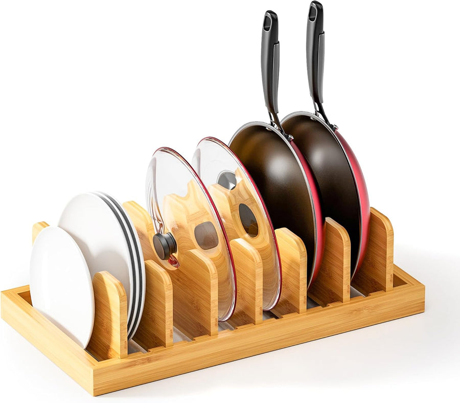 Bamboo Pot Lid Organizer | Keep Lids and Pans Easy to Find