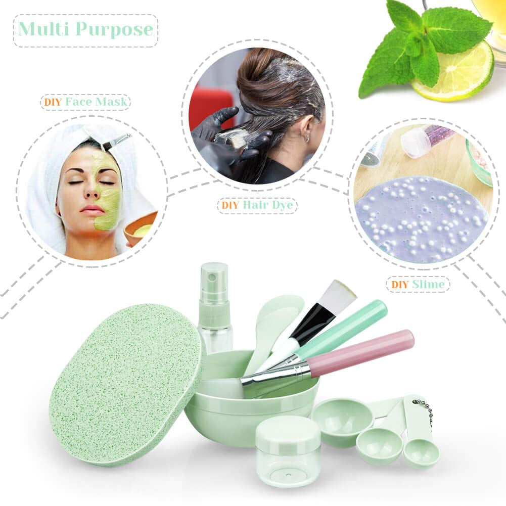 Face Mask Mixing Bowl Set,  11 Pcs DIY Facemask Mixing Tool Kit with Facial Mask Bowl Stick Spatula Silicone Brush Spray Bottle Puff Soaking Bottle Gauges