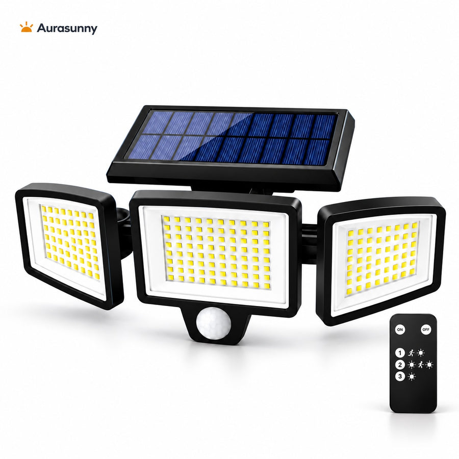 Solar Power Motion Light | 2500LM Waterproof with Remote Control for Home Security and Illumination