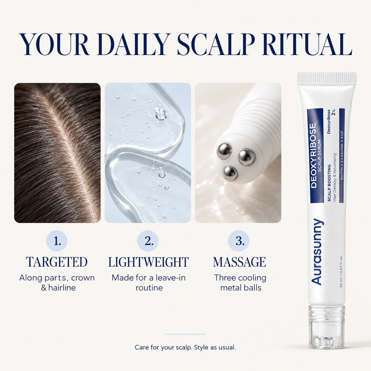 Deoxyribose Scalp Serum | For Fuller-Looking Hair & Scalp Strengthening Roll-On Serum 20ML