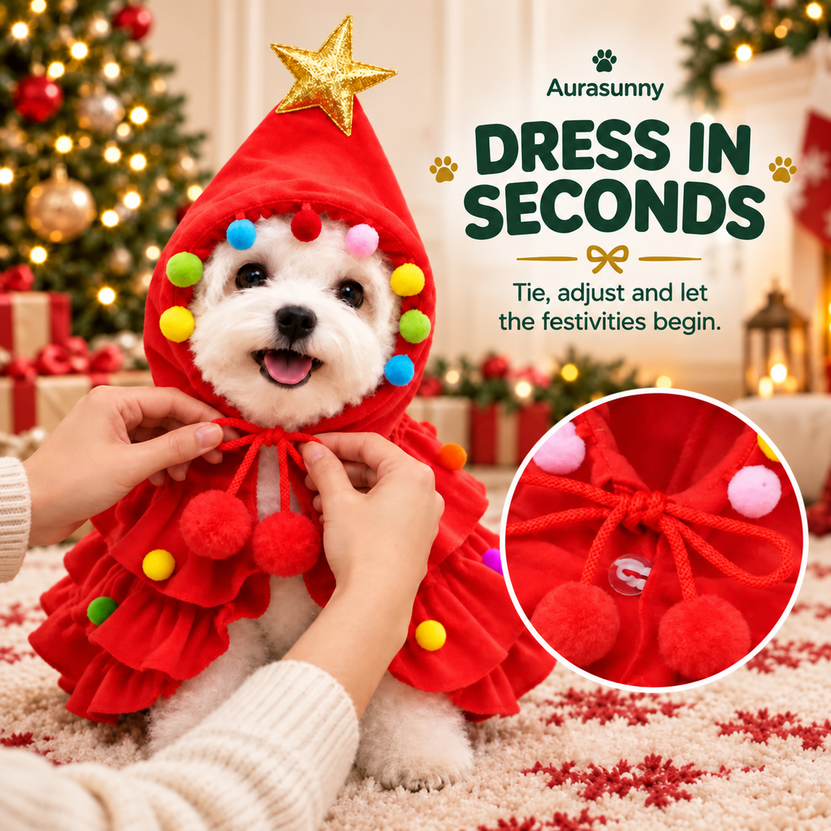 2026 Cute Christmas Pet Cape | Christmas Tree Role-Play Wear for Dogs and Cats