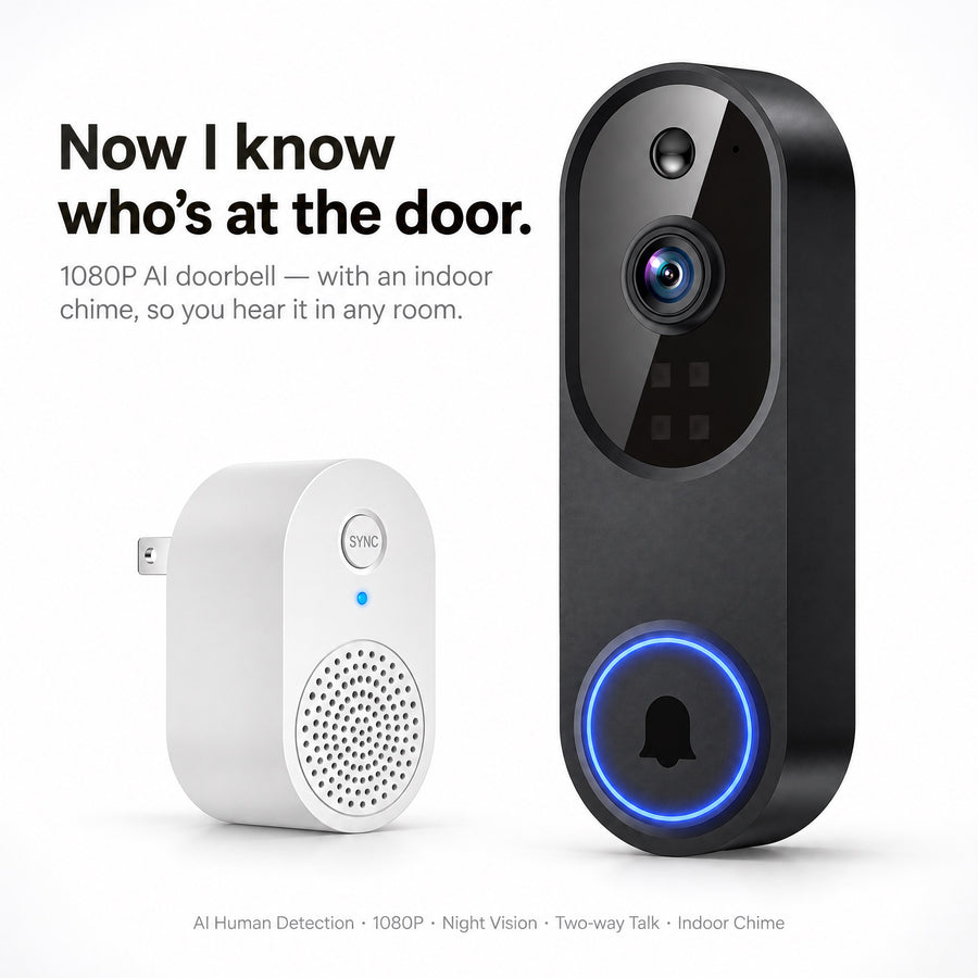 Aurasunny 2026 AI Doorbell Camera | HD1080P 2.4G Wi-Fi Connection with Smart Motion Detection