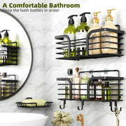 Shower Organizer with Soap Holder and Hooks for Bathroom (Black)