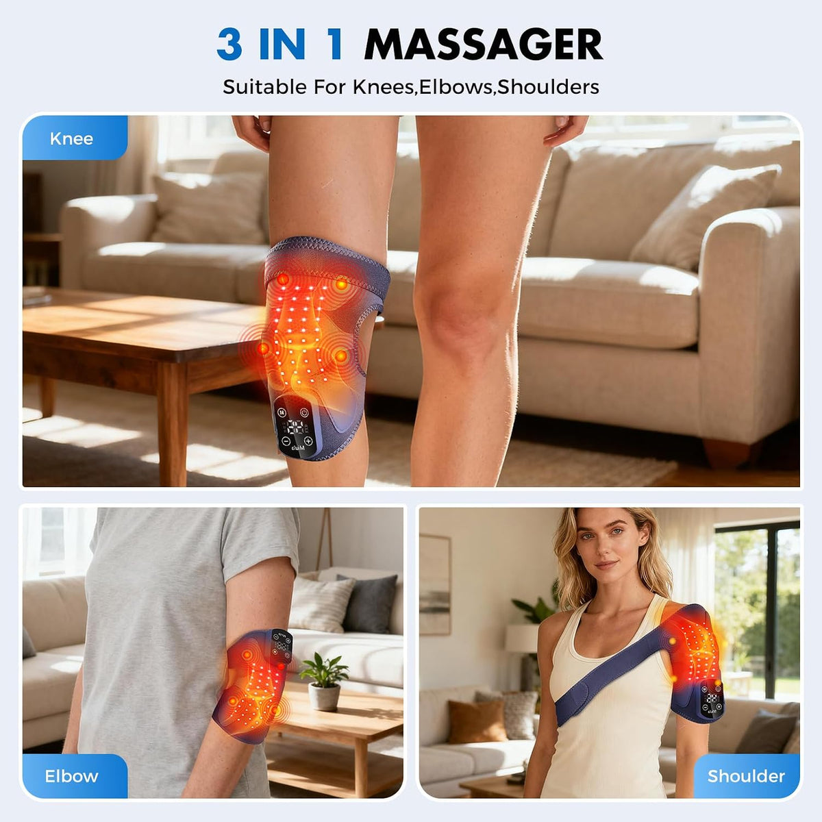 Cordless Red Light Massage Wrap | Comfort for Tired Knees, Elbows & Shoulders
