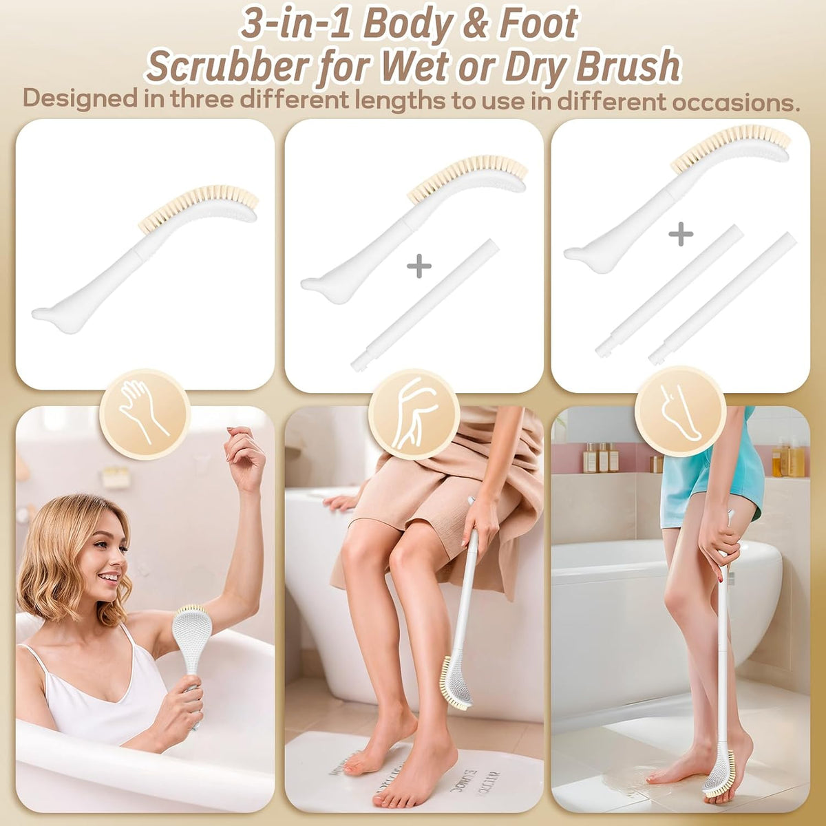Long-Handle Foot Brush | Easier Reach for Everyday Shower Care