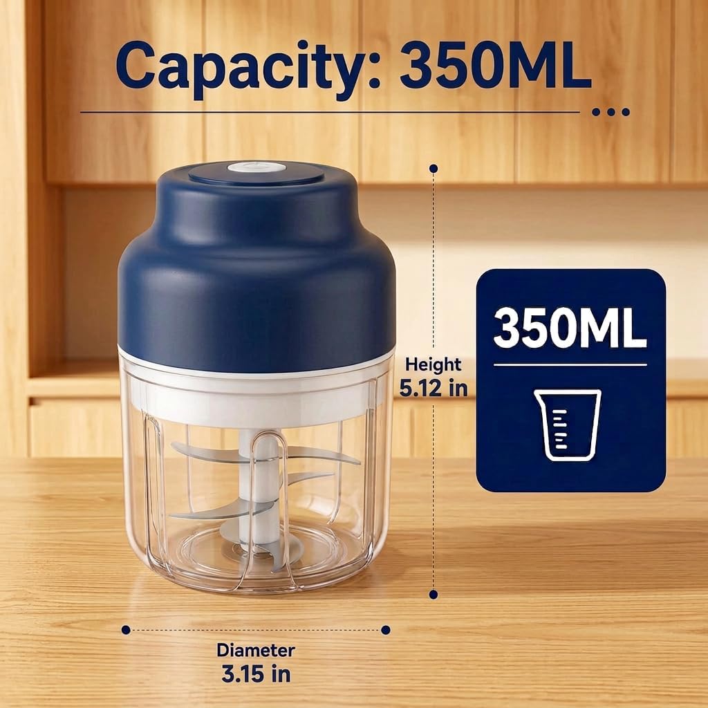 Electric Garlic Chopper, Mini Portable Veggie Chopper 350ML 