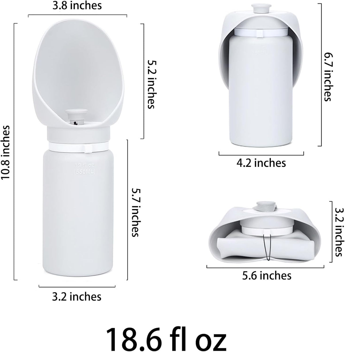 Portable Dog Water Bottle | Perfect for Walking, Hiking and Outdoors, 18.6Oz/550Ml