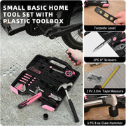 144-Piece Pink Household Tool Set | Everyday Fixes in One Case