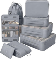 8 Set Packing Cubes for Travel, Suitcase Organizer Bags for Luggage (Cream)