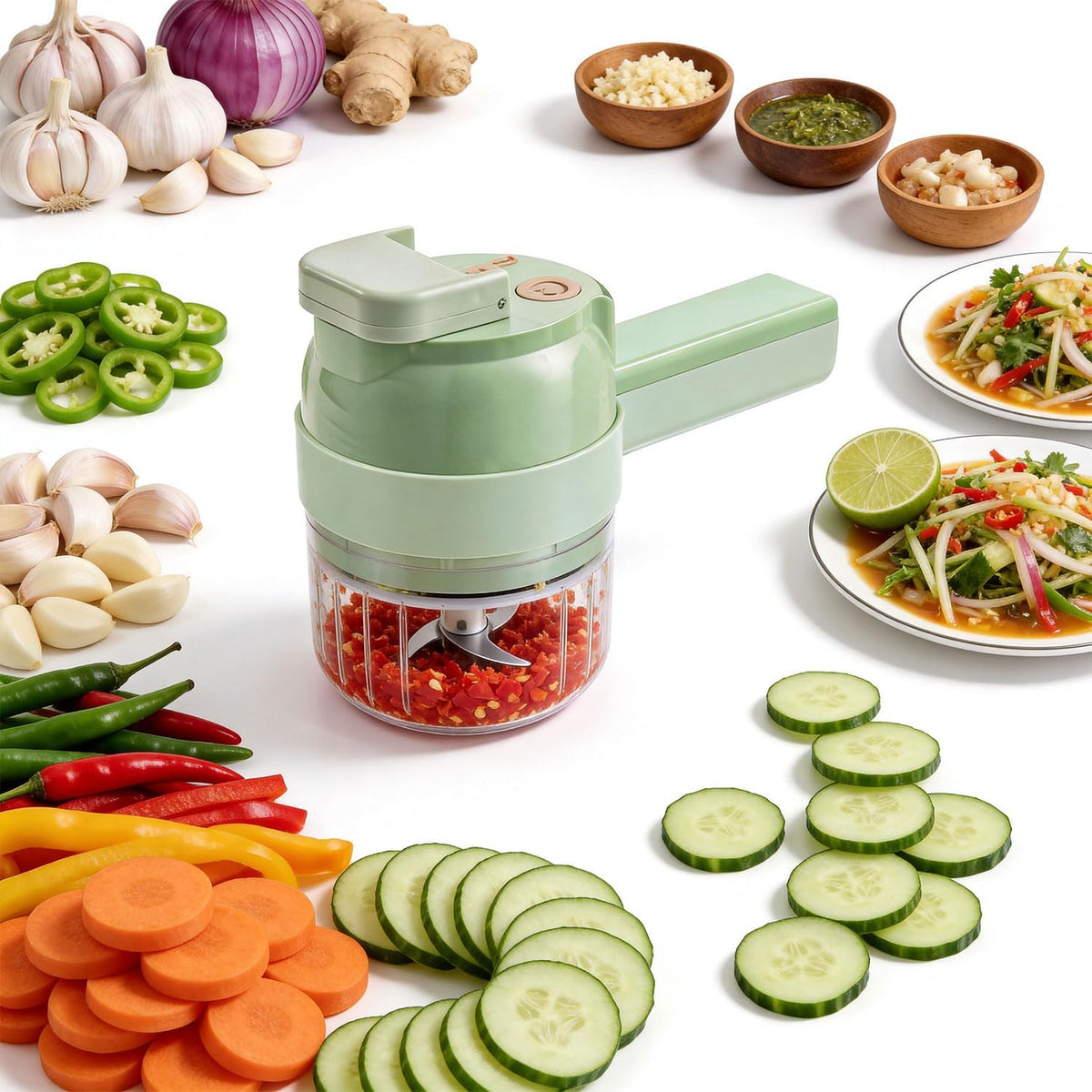 5-In-1 Wireless Electric Vegetable Chopper | Your Best Kitchen Multi-Function Food Processor 