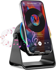 Wireless Induction Speaker, 5-In-1 Bluetooth Speaker with Phone Holder, 360° Rotation & RGB Lights