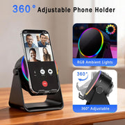 Wireless Induction Speaker, 5-In-1 Bluetooth Speaker with Phone Holder, 360° Rotation & RGB Lights