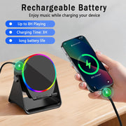 Wireless Induction Speaker, 5-In-1 Bluetooth Speaker with Phone Holder, 360° Rotation & RGB Lights
