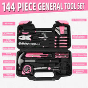 144-Piece Pink Household Tool Set | Everyday Fixes in One Case