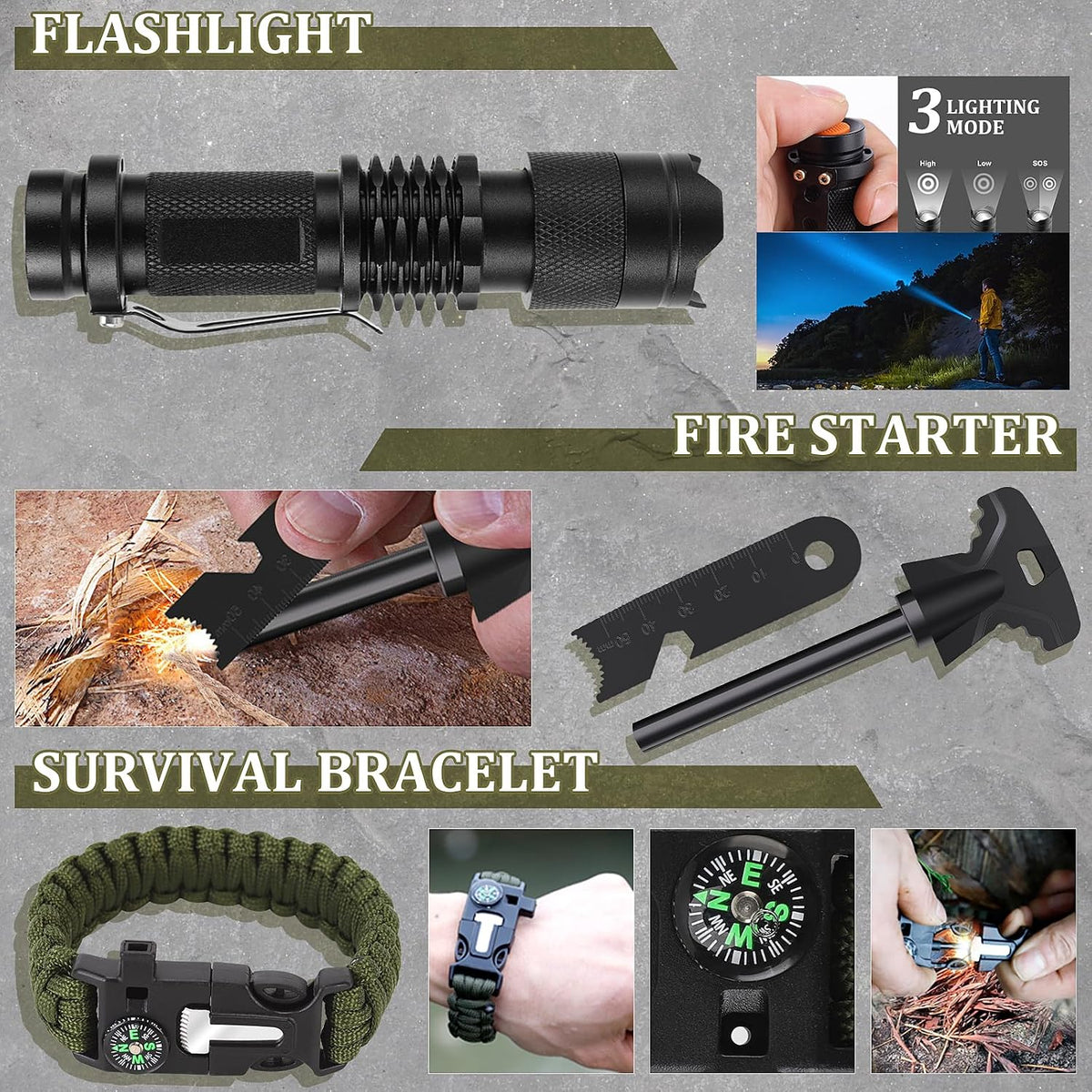 Survival Kits, 14 in 1 Survival Gear Camping Essentials 