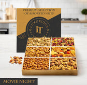 Movie Night Gift Basket - Gourmet Mixed Dried Fruit & Nuts Variety Box, Healthy Gifts Dad Men Women Fathers Day Gift Ideas