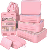 8 Set Packing Cubes for Travel, Suitcase Organizer Bags for Luggage (Cream)