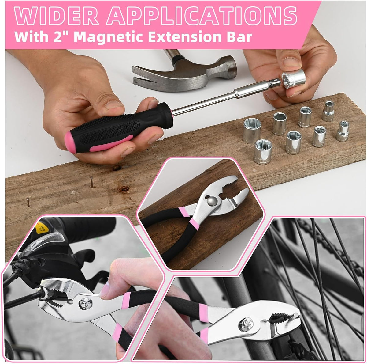 144-Piece Pink Household Tool Set | Everyday Fixes in One Case