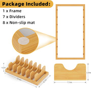 Bamboo Pot Lid Organizer Pot Lid Holder, Pot and Pan Organizer Drawer Organizer for Pot Lids, Pans, Cutting Boards & Baking Sheets, Dinner Plates, Reusable Containers in Cabinet Storage