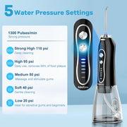 Water Dental Flosser Teeth Pick -Portable Oral Irrigator with 5 Modes, Rechargeable IPX7 Waterproof Orthodontic Teeth Cleaner Pick Cordless for Home Travel-300Ml Water Tank