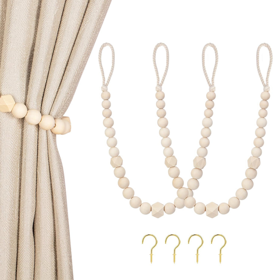 Wood Bead Curtain Tiebacks | An Easy Finishing Touch for Your Windows