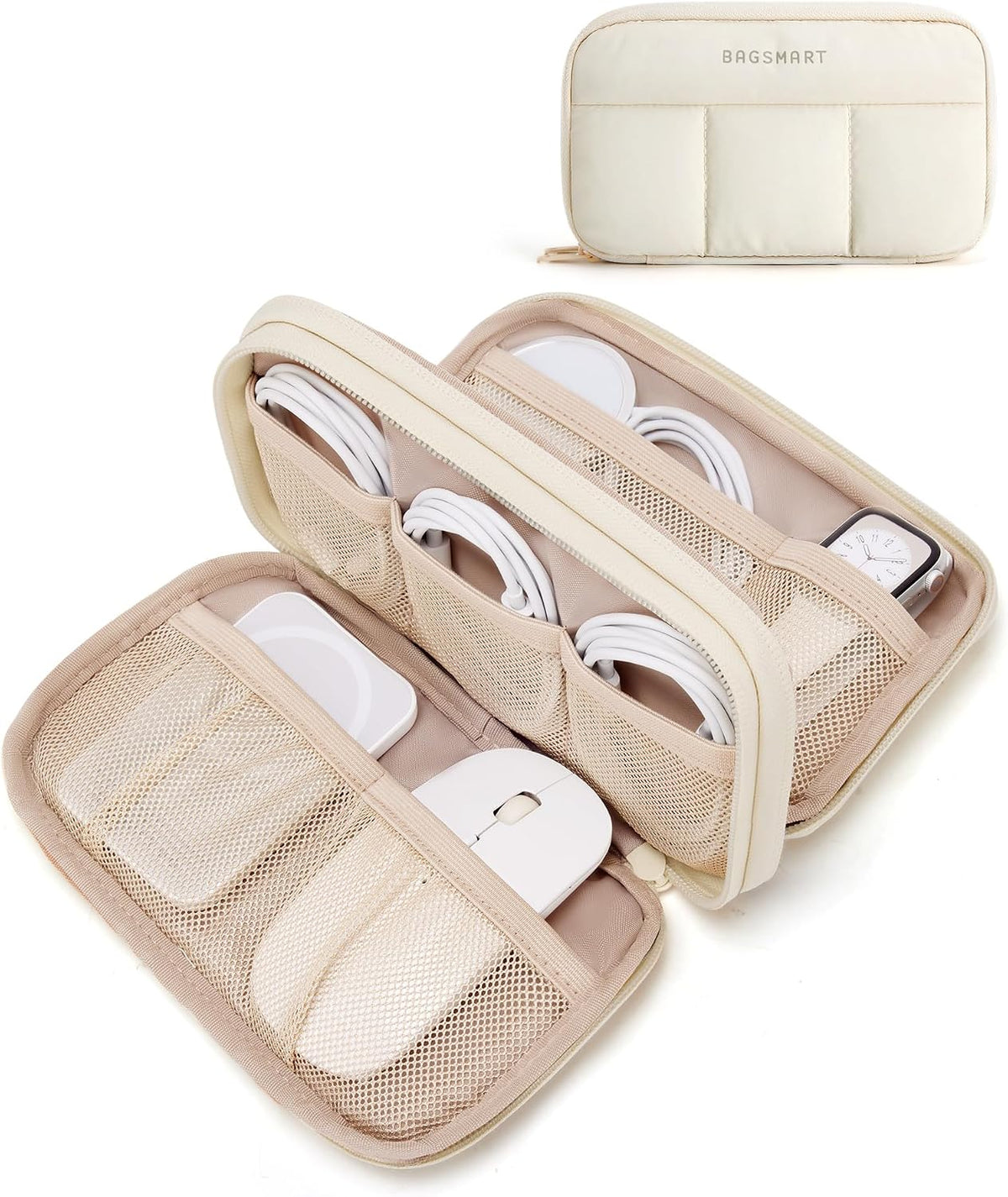 Electronics Organizer Travel Case for Cords Chargers Phones, Pink
