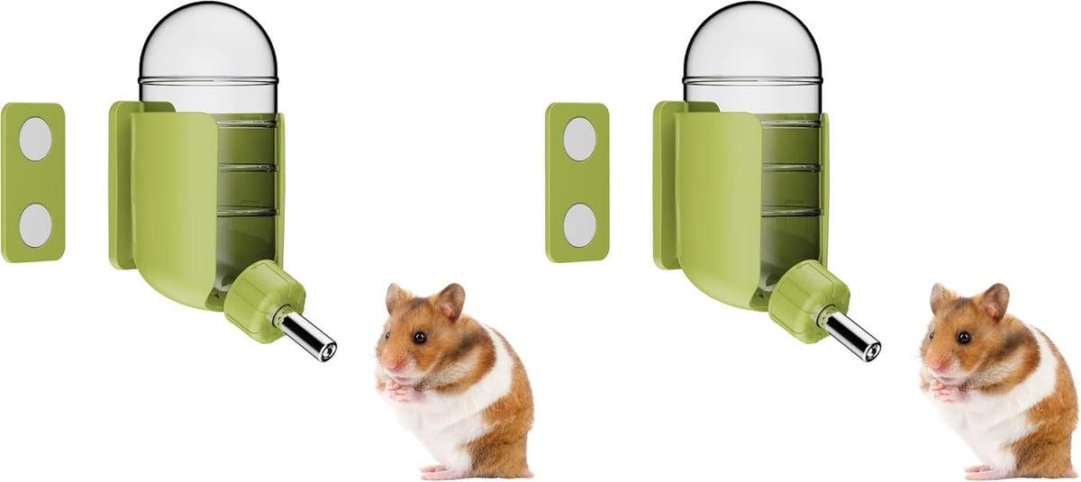 Hamster Water Bottle with Magnetic Holder, Freestanding Water Bottle for Glass Tanks, Suitable for Syrian Dwarf Hamsters Gerbils Mice Rats Degus (Grey, 4 Oz (Magnetic-Mounted))