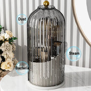 Makeup Brush Holder with Lid Clear Dustproof Make up Organizers for Vanity Bathroom Countertop 360° Rotating 