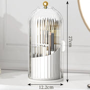 Makeup Brush Holder with Lid Clear Dustproof Make up Organizers for Vanity Bathroom Countertop 360° Rotating 