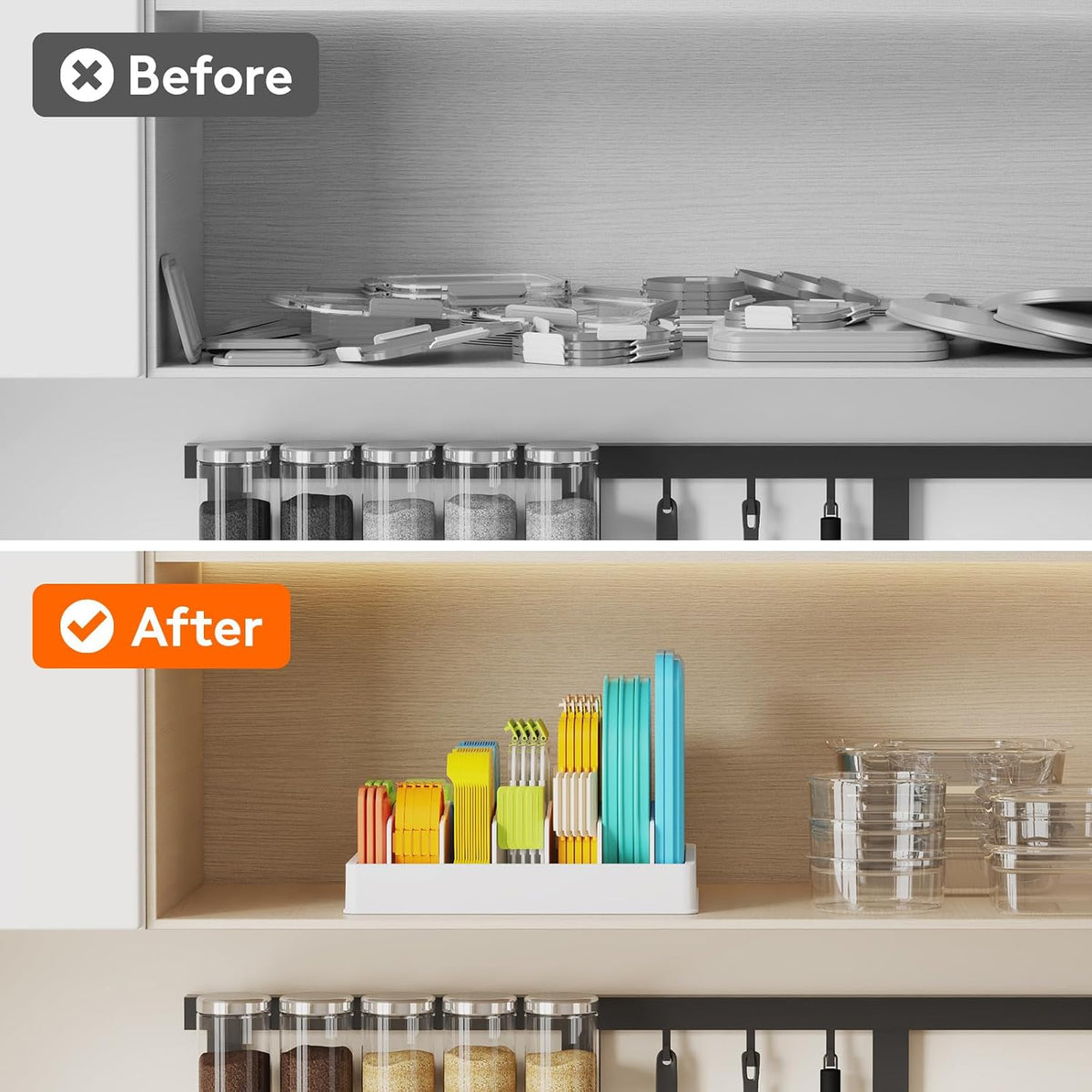 Kitchen Lid Organizer | Keep Food Container Lids Easy to Find