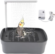 Automatic Bird Bath Shower for Cage,Parrot Bath Box with Pump,Parakeet Bathtub Electric Fountain Circulating Water Contains USB Power Plug for Cockatiel Lovebird Conure Budgie(Gray)