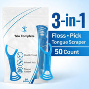 3-in-1 Floss Picks with Tongue Scraper | Freshen Up On the Go